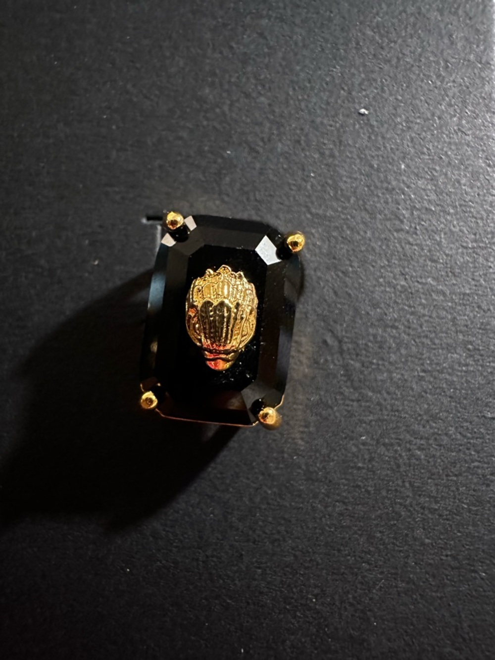 Kurt Geiger Gold Accent Black Crystal Stud Earrings - Picture 3 of 8